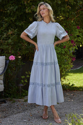 Loveland Geo Lace Maxi Dress | Light Blue